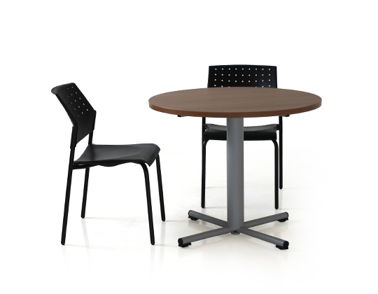 Radius table with movie chairs