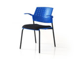 Movie plastic back 4 leg upholstered chair