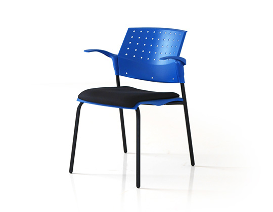 Movie plastic back 4 leg upholstered chair