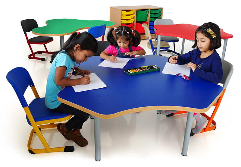 girls on preschool furniture